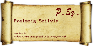 Preiszig Szilvia névjegykártya